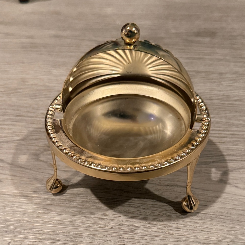 Elegant Gold Butter Dish or Caviar Dish. Silver Plated made in England